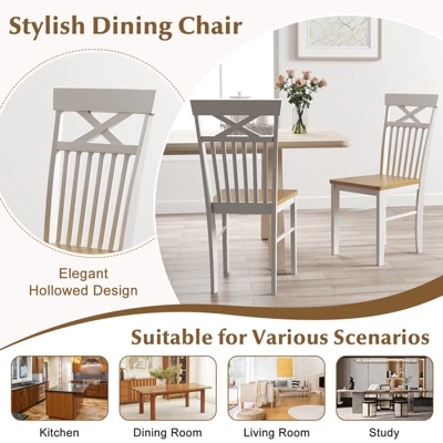 Tangkula Farmhouse Dining Chair Set Of 4 Wooden Kitchen Chair W/ Rubber Wood Frame 7 Tangkula Farmhouse Dining Chair Set Of 4 Wooden Kitchen Chair W/ Rubber Wood Frame - Image 7