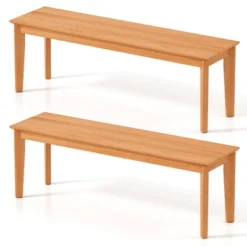 Tangkula 2PCS 55" Teak Wood Bench 3-Person Backless Seating W/ 880 LBS Weight Capacity 17 Tangkula 2PCS 55" Teak Wood Bench 3-Person Backless Seating W/ 880 LBS Weight Capacity -Tangkula Shop GUEST b0e19032 6d50 4696 a371 c5327e844c36