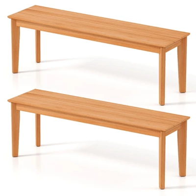 Tangkula 2PCS 55" Teak Wood Bench 3-Person Backless Seating W/ 880 LBS Weight Capacity 9 Tangkula 2PCS 55" Teak Wood Bench 3-Person Backless Seating W/ 880 LBS Weight Capacity - Image 9