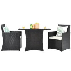 Tangkula 3-Piece Patio Rattan Dining Set: Space-Saving Bistro Set with Cushions -Tangkula Shop GUEST b124ffe0 86bb 4784 88de 336e3a1fcc64