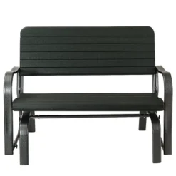 Tangkula Outdoor Patio Steel Bench Loveseat Garden Seat