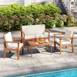 Tangkula 8 Pieces Patio Furniture Set, Acacia Wood Porch Chairs W/ Table -Tangkula Shop GUEST b161f366 afa6 46cb b3be a8ddea33cc0c