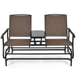 Tangkula Patio Loveseat Glider: 2-Person Outdoor Rocking Chair with Center Table -Tangkula Shop GUEST b164eac0 a385 420a a539 f94bf6cb41bb