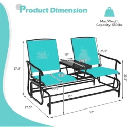 Tangkula Patio Loveseat Glider: 2-Person Outdoor Rocking Chair with Center Table -Tangkula Shop GUEST b19947cf 217a 4dd4 8603 dc3cb931ae1a