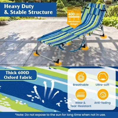 Tangkula 2 PCS Folding Chaise Lounge Chair Sunbathing Recliner with Face Hole 7 Tangkula 2 PCS Folding Chaise Lounge Chair Sunbathing Recliner with Face Hole - Image 7