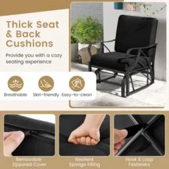 Tangkula Single Patio Glider Chair - Outdoor Rocking Chair with Thick Cushions -Tangkula Shop GUEST b1c665c8 ad8e 49d5 9f77 1a0068e9f995