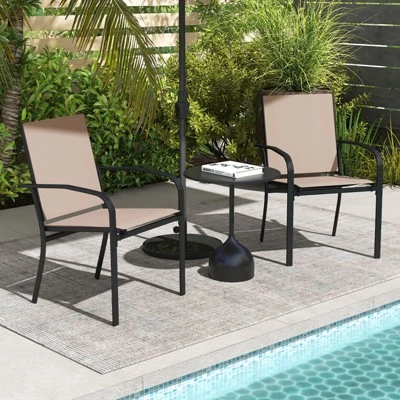 Tangkula Set of 4 Outdoor Dining Chairs with Breathable Fabric & Armrests 2 Tangkula Set of 4 Outdoor Dining Chairs with Breathable Fabric & Armrests - Image 2