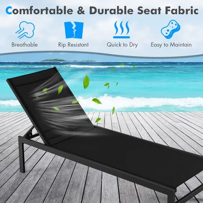 Tangkula 2PCS Patio Chaise Lounge Adjustable Lounge Chair W/ 6-Position Backrest Black 6 Tangkula 2PCS Patio Chaise Lounge Adjustable Lounge Chair W/ 6-Position Backrest Black - Image 6
