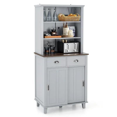 Tangkula Freestanding Buffet Hutch Kitchen Pantry Storage Cabinet W/ Sliding Doors 11 Tangkula Freestanding Buffet Hutch Kitchen Pantry Storage Cabinet W/ Sliding Doors - Image 11