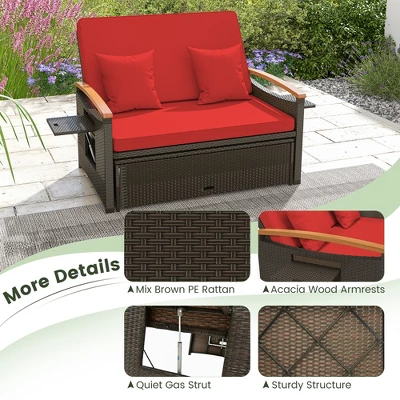 Tangkula Patio Rattan Daybed Set W/ Cushioned Loveseat & Storage Ottoman 6 Tangkula Patio Rattan Daybed Set W/ Cushioned Loveseat & Storage Ottoman - Image 6