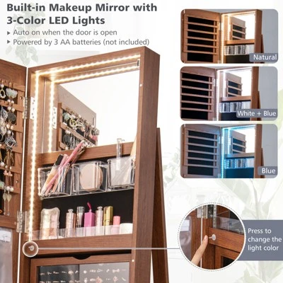 Tangkula Rotating Mirrored Jewelry Cabinet With Mirror Storage Shelves 6 Tangkula Rotating Mirrored Jewelry Cabinet With Mirror Storage Shelves - Image 6