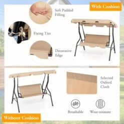 Tangkula 3-Person Outdoor Porch Swing with Adjustable Canopy & Cushions -Tangkula Shop GUEST b263ef4d e780 44b7 940f 883044802f35