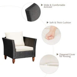 Tangkula 3-Piece Wicker Patio Furniture Set - Outdoor Conversation Set with Acacia Wood Table -Tangkula Shop GUEST b26ea822 5afe 41dd adce 1392edaa615e