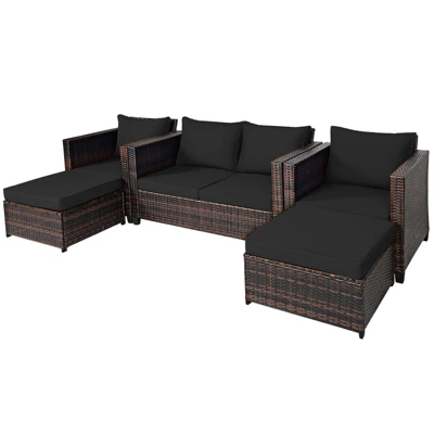 Tangkula 5-Piece Outdoor Wicker Conversation Set with Removable Cushions 8 Tangkula 5-Piece Outdoor Wicker Conversation Set with Removable Cushions - Image 8