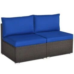 Tangkula 2-Piece Outdoor Wicker Rattan Sectional Armless Sofa Chair With Cushions -Tangkula Shop GUEST b3070e81 2771 4d4e 8df8 43930a62b466