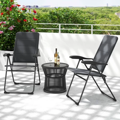 Tangkula 4-Piece Adjustable Reclining Patio Folding Chairs with Padded Seats 2 Tangkula 4-Piece Adjustable Reclining Patio Folding Chairs with Padded Seats - Image 2