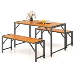 Tangkula 3 PCS Patio Dining Set For 6 People 53" Acacia Wood Picnic Table & 2 Benches 19 Tangkula 3 PCS Patio Dining Set For 6 People 53" Acacia Wood Picnic Table & 2 Benches -Tangkula Shop GUEST b31c4296 d487 4405 8a80 c0511b34efcc