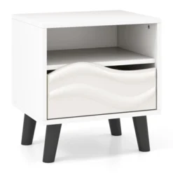 Tangkula Nightstand W/ Drawer 3D Wavy Pattern & Open Shelf Small Sofa Couch Side Table -Tangkula Shop GUEST b324bcb0 322d 4364 9217 6dba330ee8d8