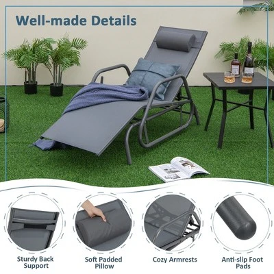 Tangkula Patio Chaise Lounge Glider Recliner with 3-Level Adjustable Backrest 7 Tangkula Patio Chaise Lounge Glider Recliner with 3-Level Adjustable Backrest - Image 7
