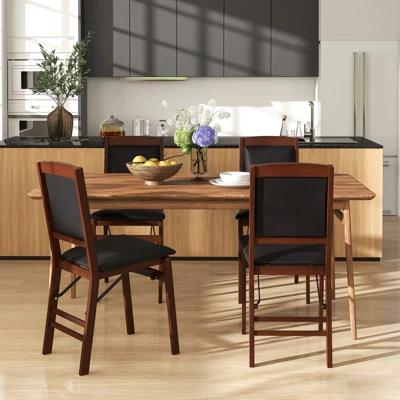 Tangkula Folding Dining Chairs Set Of 2 Foldable Wood Kitchen Chairs With Padded Seat Solid Wood Frame 2 Tangkula Folding Dining Chairs Set Of 2 Foldable Wood Kitchen Chairs With Padded Seat Solid Wood Frame - Image 2