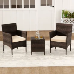 Tangkula 3-Piece Patio Rattan Furniture Set with Glass Coffee Table -Tangkula Shop GUEST b36a8c6f 77fd 484a bc46 d90b22a0559c