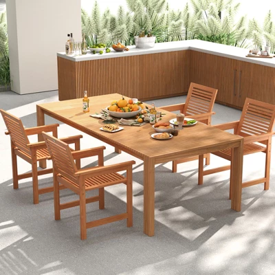 Tangkula Patio Chairs Set of 4 - Solid Wood Outdoor Dining Chairs with Ergonomic Backrest 2 Tangkula Patio Chairs Set of 4 - Solid Wood Outdoor Dining Chairs with Ergonomic Backrest - Image 2