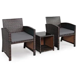 Tangkula 3 PCS Patio Rattan Furniture Set Conversation Chair Set With Soft Cushion & Coffee Table For Backyard Poolside Garden -Tangkula Shop GUEST b3715d78 fd44 42f6 9a46 1a6a4e762119