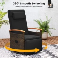 Tangkula Set Of 2 Patio Rattan 360° Swivel Recliner Lounge Chair W/Adjustable Backrest & Footrest Cushioned Push Back Reclining Seat W/Flip Side Table 13 Tangkula Set Of 2 Patio Rattan 360° Swivel Recliner Lounge Chair W/Adjustable Backrest & Footrest Cushioned Push Back Reclining Seat W/Flip Side Table -Tangkula Shop GUEST b37463e1 980c 42cb 9424 adea4d753697