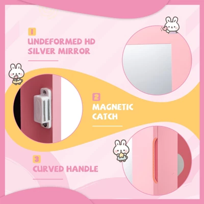 Tangkula Kids Jewelry Armoire Cabinet Free-Standing Full Length Mirror With Storage And 4 Tilt Angles 4 Tangkula Kids Jewelry Armoire Cabinet Free-Standing Full Length Mirror With Storage And 4 Tilt Angles - Image 4