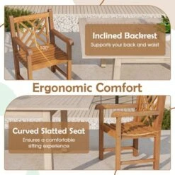 Tangkula Teak Wood Outdoor Patio Dining Chair with Ergonomic Slatted Seat -Tangkula Shop GUEST b3d9b2b9 7f97 4b52 83c3 0facb036369d