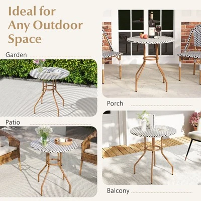 Tangkula 27.5" Outdoor PE Rattan Bistro Table with Heavy Duty Metal Frame 7 Tangkula 27.5" Outdoor PE Rattan Bistro Table with Heavy Duty Metal Frame - Image 7