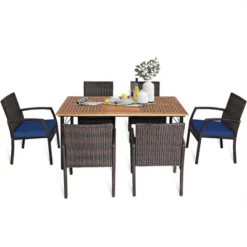 Tangkula 7-Piece Outdoor Patio Dining Set - Acacia Wood Table & Wicker Armchairs 15 Tangkula 7-Piece Outdoor Patio Dining Set - Acacia Wood Table & Wicker Armchairs -Tangkula Shop GUEST b412a6fa d53f 43b2 a798 ea345cb35a65
