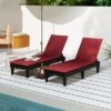 Tangkula 2PCS Patio Lounge Chair Set with 3-Position Recliner & Cushions