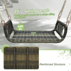 Tangkula 1-Person Rattan Porch Swing Single Swing Chair Bench W/ Hanging Hemp Ropes Outdoor -Tangkula Shop GUEST b443e111 30a0 476c ba57 6aad3e6830c8