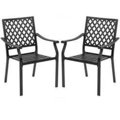 Tangkula 2PCS Stackable Patio Dining Chairs Outdoor Metal Bistro Chairs W/ Curved Armrests -Tangkula Shop GUEST b4568d7d 03bd 487b 82ca 0f3191bd7321