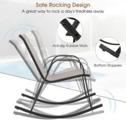 Tangkula Set Of 4 Metal Rocking Chair Heavy-Duty Rocker Outdoor Anti-Slip Brown Patio -Tangkula Shop GUEST b477ede8 230e 4186 b943 056f40185f1b