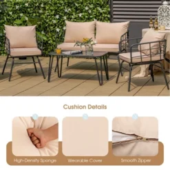 Tangkula 4PCS Patio Conversation Set Outdoor Furniture Set W/ Cushions Steel Structure 9 Tangkula 4PCS Patio Conversation Set Outdoor Furniture Set W/ Cushions Steel Structure -Tangkula Shop GUEST b492671c 6e3a 41a0 91f7 a7fa8f49f621