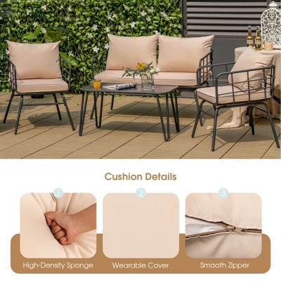 Tangkula 4PCS Patio Conversation Set Outdoor Furniture Set W/ Cushions Steel Structure 4 Tangkula 4PCS Patio Conversation Set Outdoor Furniture Set W/ Cushions Steel Structure - Image 4