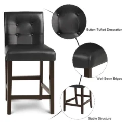 Tangkula Set Of 4 Bar Stools 25inch Counter Height Barstool Pub Chair Rubber Wood Black -Tangkula Shop GUEST b4b543b1 00a3 4b25 9293 bd2d38deea12