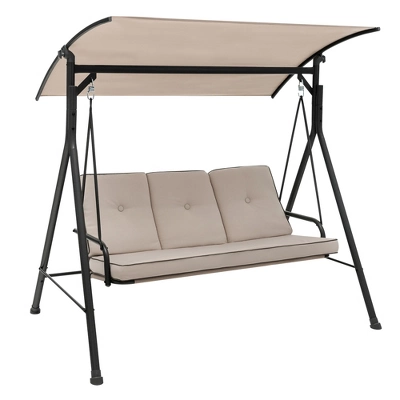 Tangkula 3PCS Hammock Chair Patio Porch Swing W/ Adjustable Canopy Removable Pads 5 Tangkula 3PCS Hammock Chair Patio Porch Swing W/ Adjustable Canopy Removable Pads - Image 5