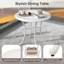 Tangkula Patio Cast Aluminum Dining Table 31.5” Outdoor Bistro Table W/ Umbrella Hole All-Weather Classic Round Dining Table -Tangkula Shop GUEST b51349e5 32e0 4c13 890b c6e72e7d84b3