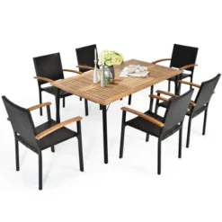 Tangkula 7-Piece Outdoor Rattan Dining Set with Acacia Wood Table 14 Tangkula 7-Piece Outdoor Rattan Dining Set with Acacia Wood Table -Tangkula Shop GUEST b521c400 9127 4d99 9cee 398306b7a364