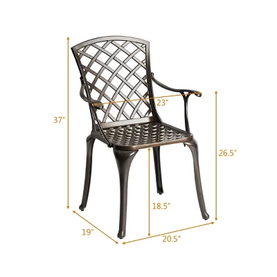 Tangkula 2 PCS Cast Aluminum Dining Chair Arm Seat Outdoor Patio Bistro Chair Solid 5 Tangkula 2 PCS Cast Aluminum Dining Chair Arm Seat Outdoor Patio Bistro Chair Solid - Image 5