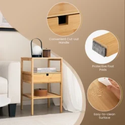 Tangkula Bamboo Nightstand W/ Pull-out Drawer & Storage Shelf Wood Natural 14 Tangkula Bamboo Nightstand W/ Pull-out Drawer & Storage Shelf Wood Natural -Tangkula Shop GUEST b5863857 8fdc 491f 8d0f 4f4d3c7bda67