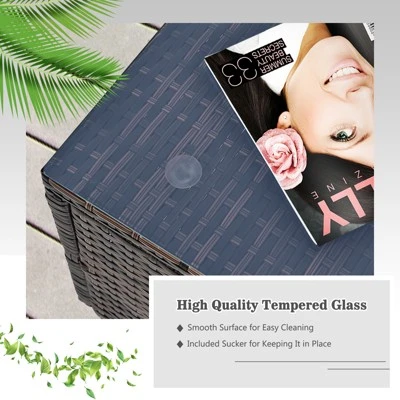 Tangkula 6PCS Wicker Patio Sectional Conversation Furniture Set With Coffee Table & Seat Cushions Navy/Black/Turquoise/Red 2 Tangkula 6PCS Wicker Patio Sectional Conversation Furniture Set With Coffee Table & Seat Cushions Navy/Black/Turquoise/Red - Image 2