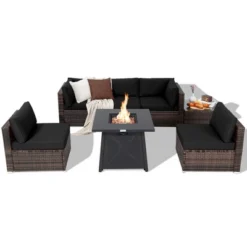 Tangkula 7PCS Rattan Patio Sectional Furniture Set W/ 30" Fire Pit Table & Cushion -Tangkula Shop GUEST b59003e3 5be0 4c8b 9358 00bcfcd6295c