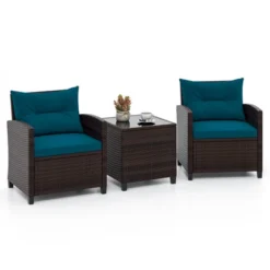 Tangkula Set Of 3 Rattan Furniture Set Patio Cushioned Conversation Set Sofa -Tangkula Shop GUEST b59787a2 ef69 4fd6 977f 53b491af9a55