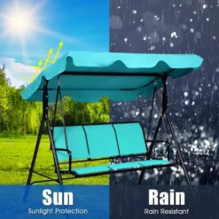 Tangkula Outdoor 3-Person Canopy Swing Chair with Adjustable Sun Shade - Blue -Tangkula Shop GUEST b5e3b430 6fd5 4e8e be33 54a658575804
