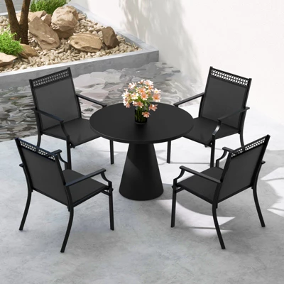 Tangkula 4-Piece All-Weather Patio Dining Chairs with High Back and Armrests 3 Tangkula 4-Piece All-Weather Patio Dining Chairs with High Back and Armrests - Image 3