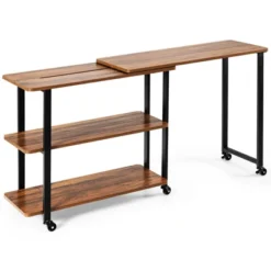 Tangkula Sofa Side Table W/Storage Shelves Mobile End Table Rolling Couch Table Desk For Living Room Bedroom -Tangkula Shop GUEST b626e3c1 52bf 4690 888a 1d858b54bb8d